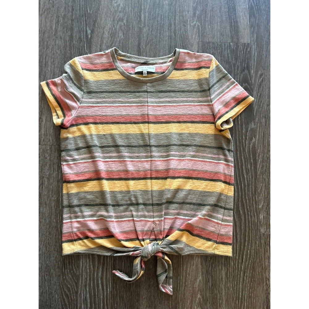 Womens Madewell Texture & Thread Wrap Tie Top. Size Small,  colorful
